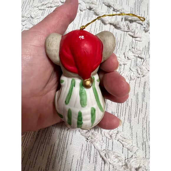 Vintage Lil Chimers Mouse Porcelain Bell Christmas Ornament Jasco - Picture 6 of 9